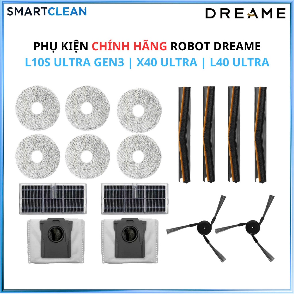 Phụ kiện CHÍNH HÃNG robot Dreame L10s Ultra Gen 3 | X40 Ultra | L40 Ultra | Mova P50 Ultra