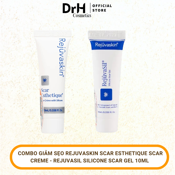 COMBO GIẢM SẸO REJUVASKIN Scar Esthetique Scar Creme - Rejuvasil Silicone Scar Gel 10ml