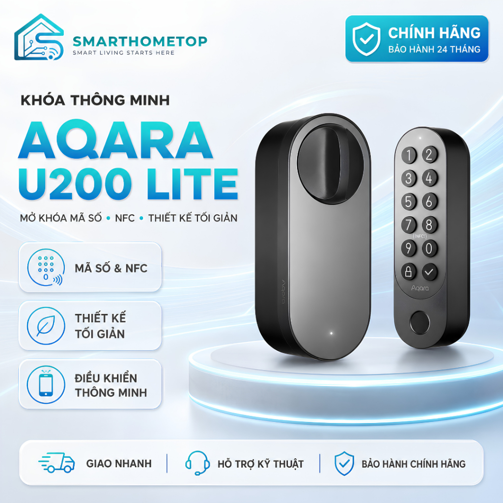 Khóa Thông Minh Aqara Smart Lock U200 Lite Thread Matter NFC Sticker App Aqara Home