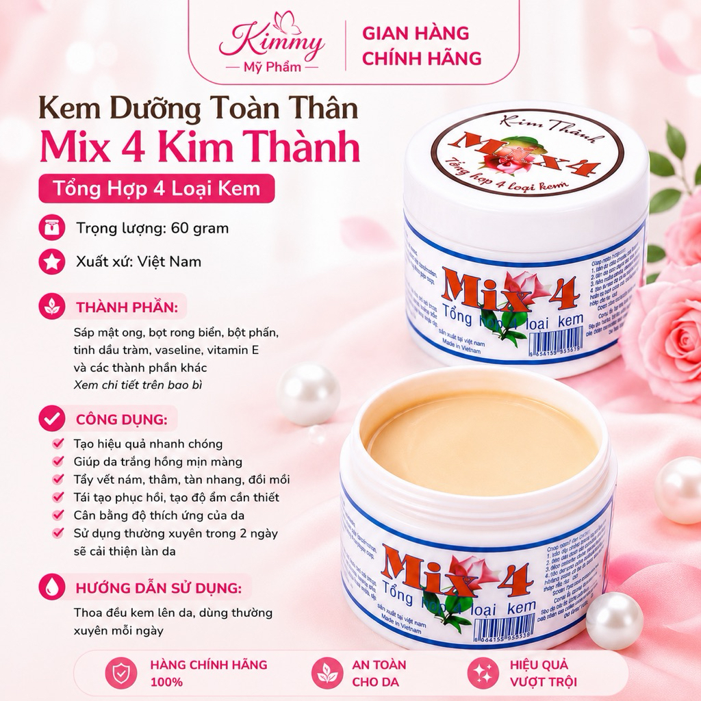 kem mix 4 tuyết lan chuẩn xịn lẻ hộp 60g
