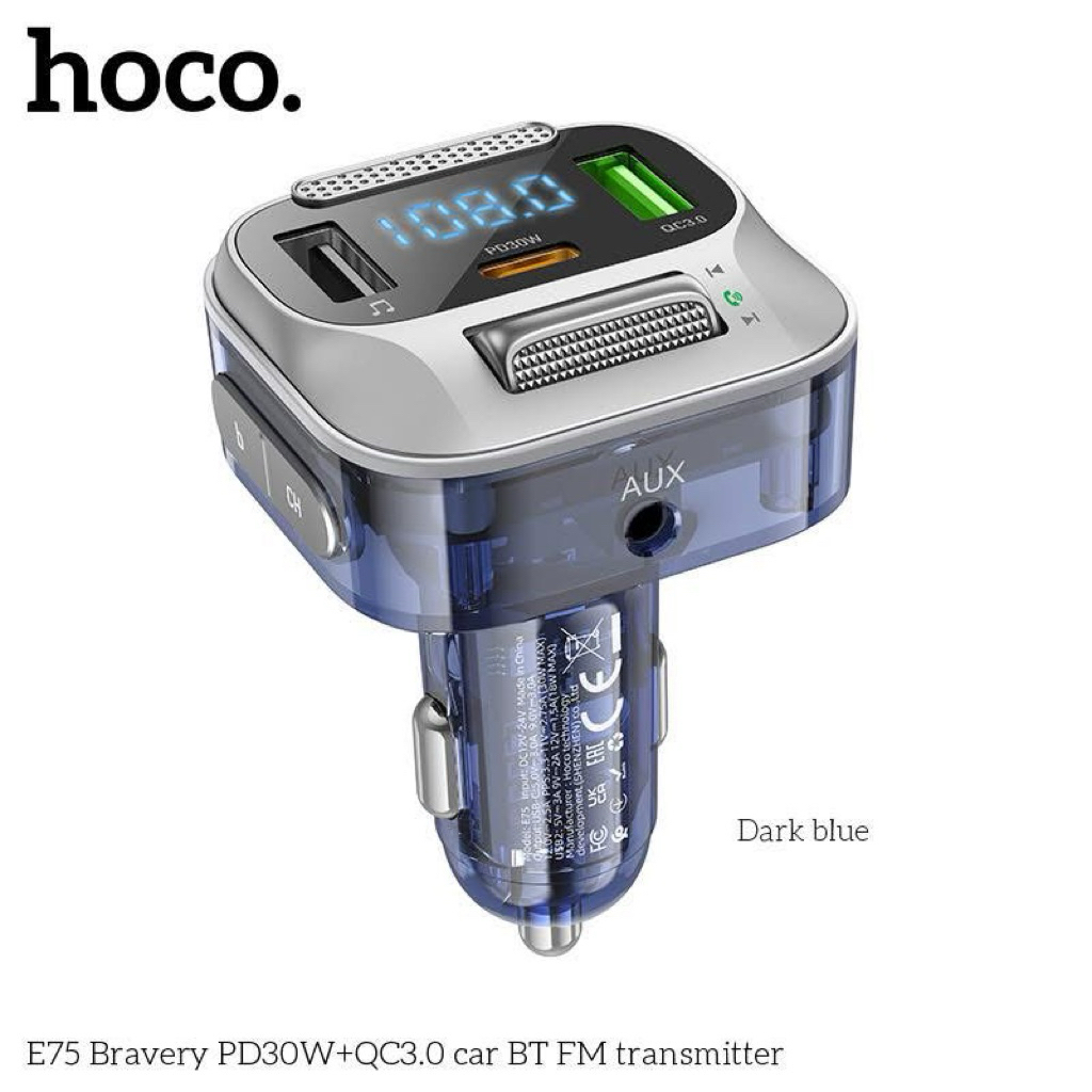 Tẩu sạc nhanh ô tô kèm Bluetooth Hoco E75 Bravery