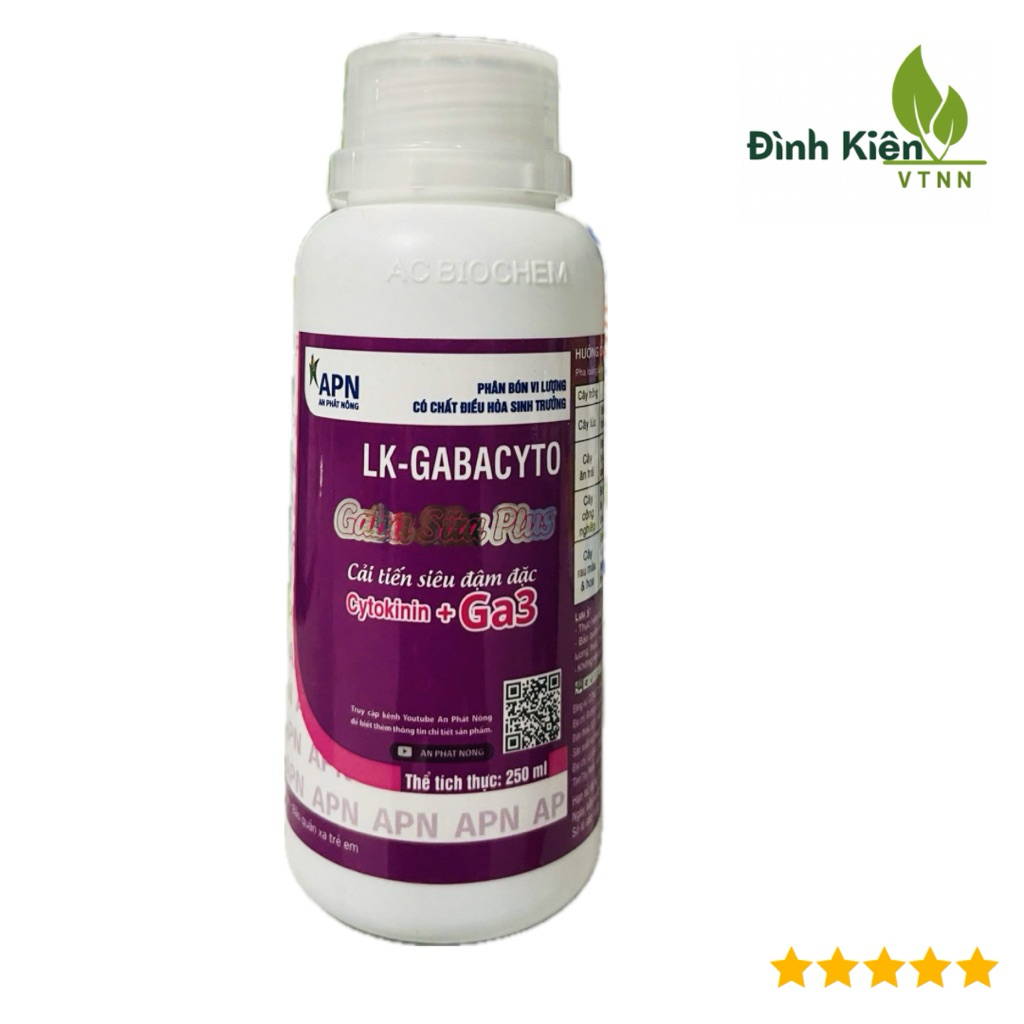 Phân bón LK-GABACYTO APN (250 ml). Tăng tỷ lệ ra rễ, đâm chồi đẻ nhánh, ra hoa, giảm rụng hoa và trá