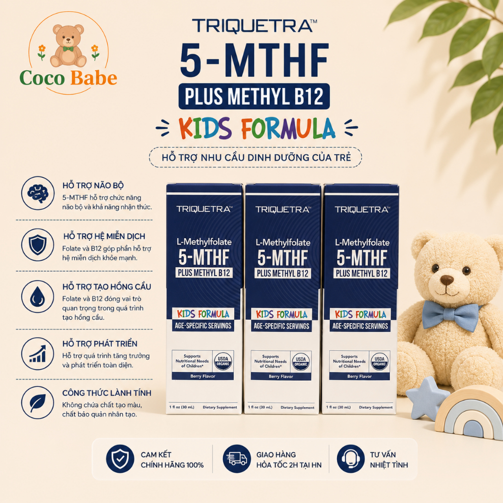 [ Hàng Mỹ ] Triquetra L-Methylfolate 5 MTHF hỗ trợ cải thiện nhận thức, tâm trạng, hành vi cho trẻ