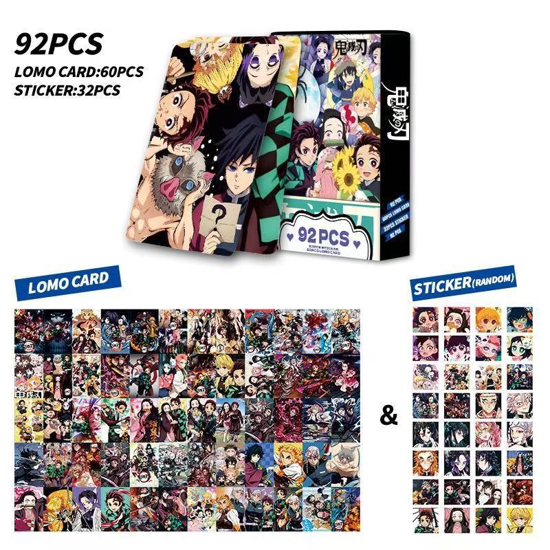 (NEW 2026) Set 60 lomo card và 32 sticker Demon Slayer - Thẻ bài Demon Slayer - Sát Quỷ