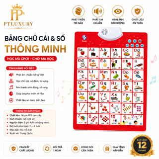 Bảng chữ cái điện tử PTLUXURY chữ và số tiếng việt treo tường cho bé có đầy đủ giọng nói [ HÀNG TỐT ]