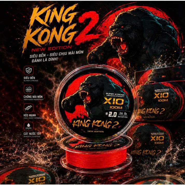 Dây Dù Pe X10 KingKong2 Câu Cá chính hãnġ Không Phai Màu, Mịn,Ít Thấm Nước