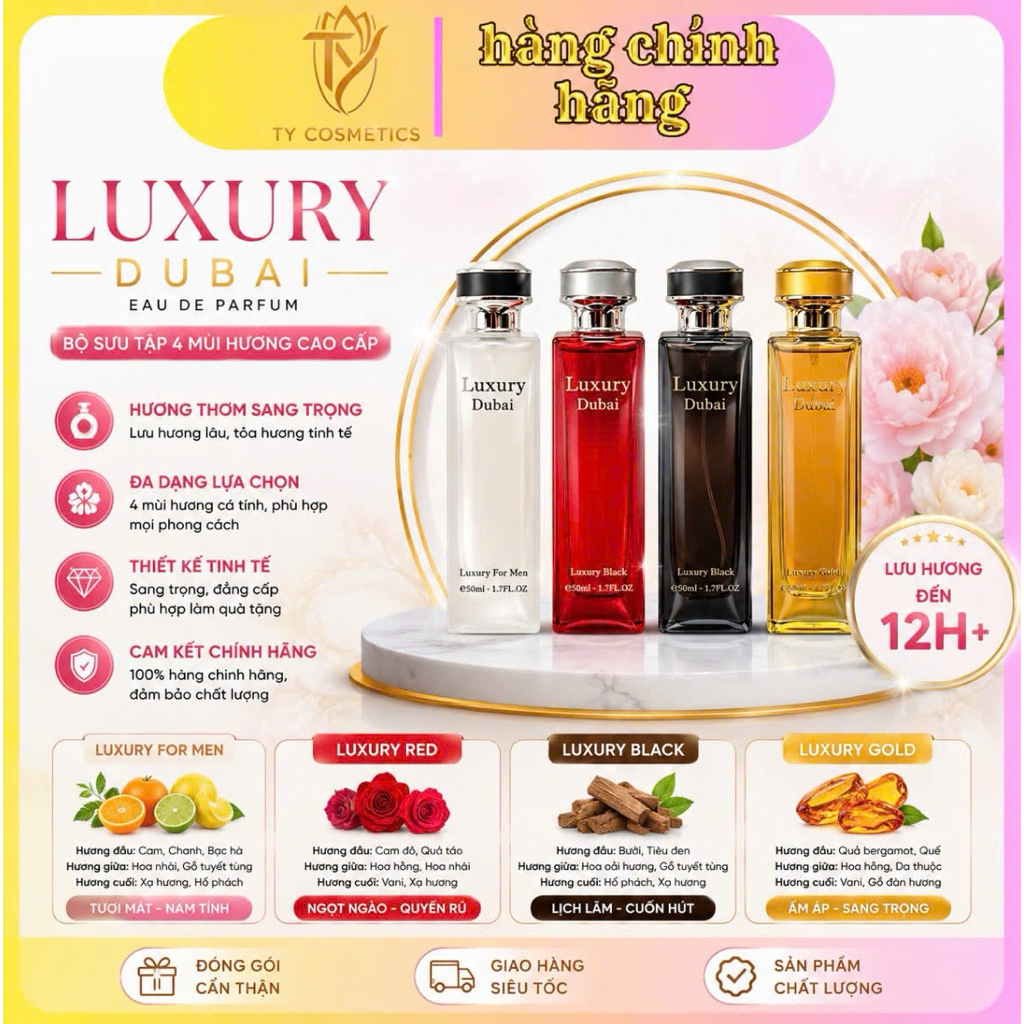Mùi Nước Hoa Luxury Dubai 50ml & 30ml nước Hoa Dubai Luxury Dành Cho Nam & Nữ Chính Hãng