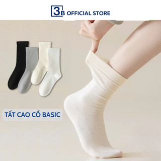Vớ cao cổ nữ trắng trơn basic chất cotton pha 3B khử mùi, thoáng khí- Sỉ tất toàn quốc [Basic]