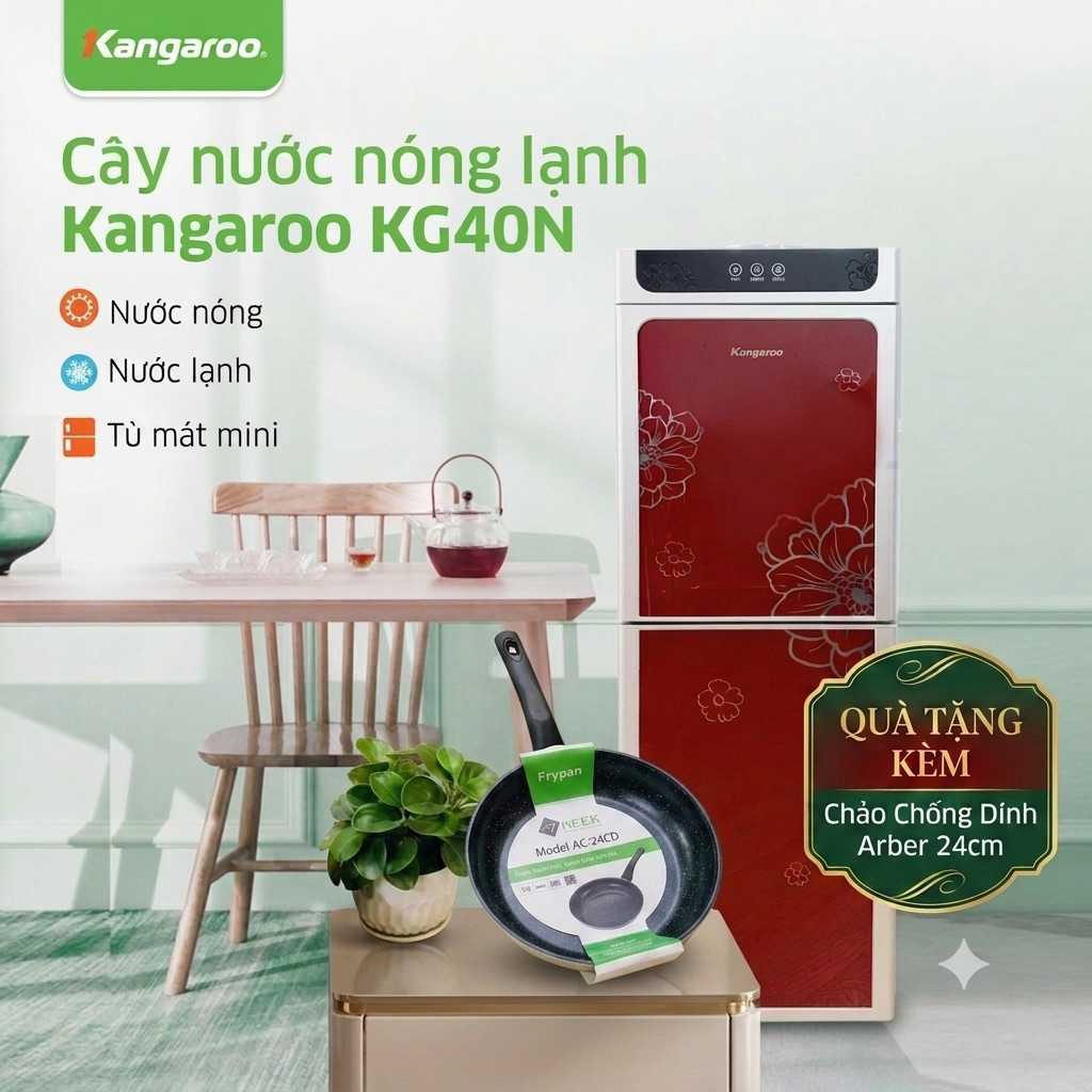 Cây nước nóng lạnh kg40N tặng kèm chảo chống dính Arber 24cm