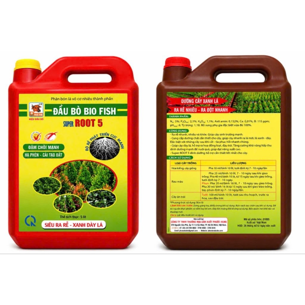 Phân bón Super ROOT 5 Đầu Bò[can 5 lít](rễ phát - lá xanh)