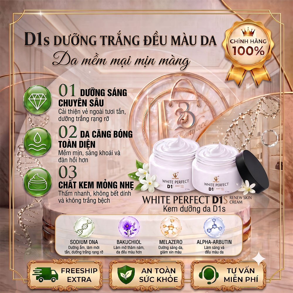 ✅[chính hãng]® Kem giúp làm mờ vết nám dùng cho da nhạy cảm D1S mới TOP WHITE TOPWHITE