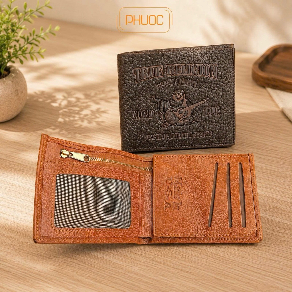 Ví ông địa Da Bò Thật V2 thời trang mẫu mới - Bóp nam đựng thẻ, giấy tờ cao cấp