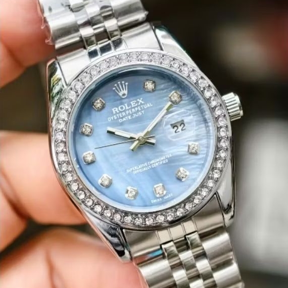 Đồng Hồ Nữ RL Date Just Đính Đá - Mặt Khảm Trai Sang Trọng - Chống Nước 3ATM - Bảo Hành 1 Năm