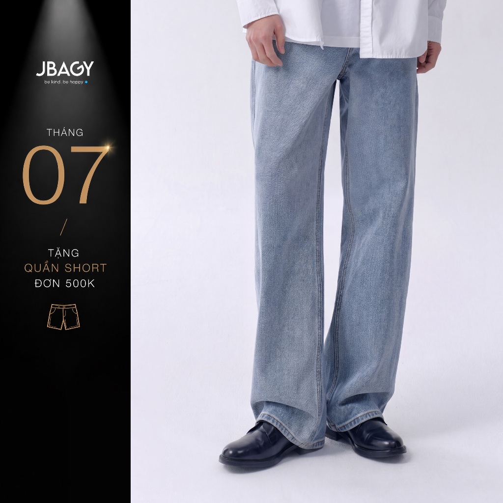 Quần jean nam ống rộng JBAGY dáng suông cạp chun - JJ0107