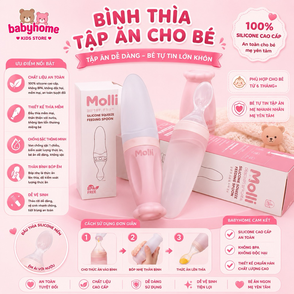 Bình thìa ăn dặm silicone Molli