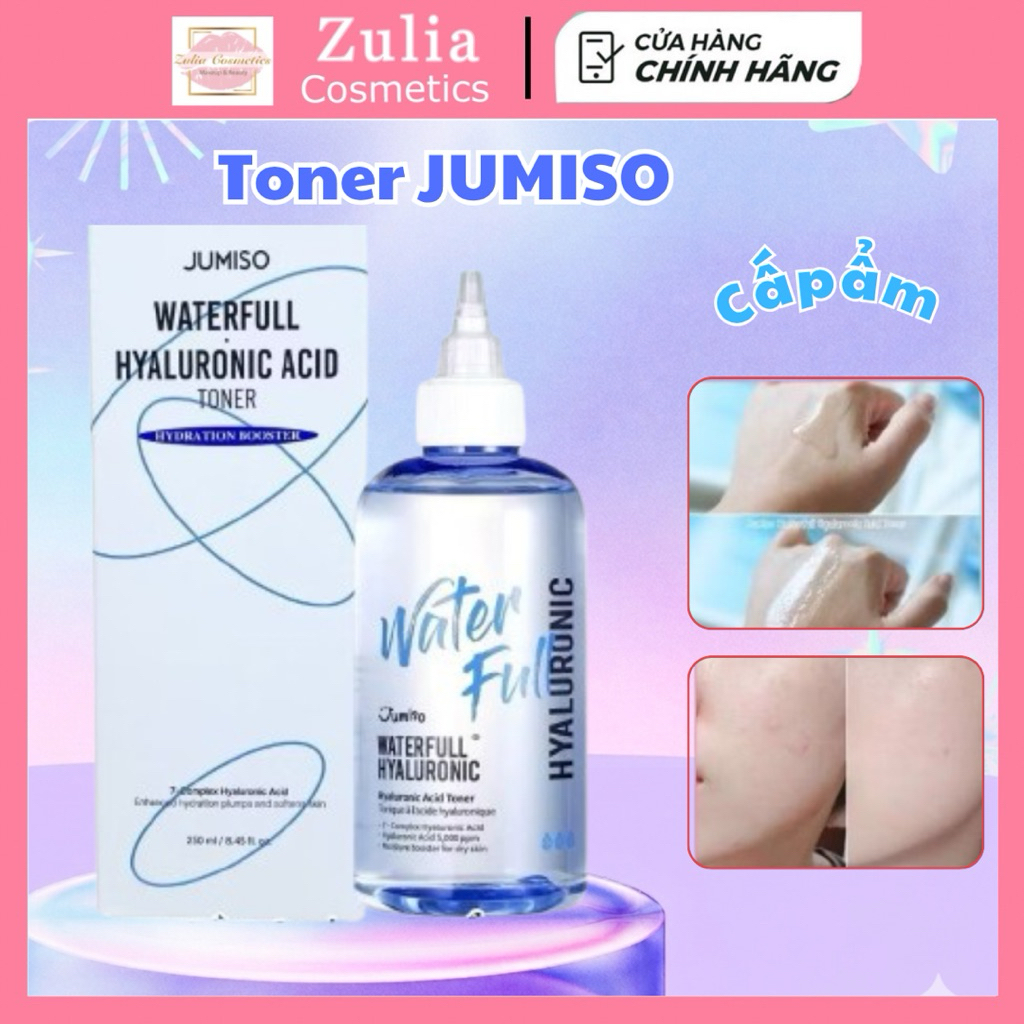 Toner JUMISO Waterfull Hyaluronic Acid Toner Cấp Ẩm Mềm Da 250ml