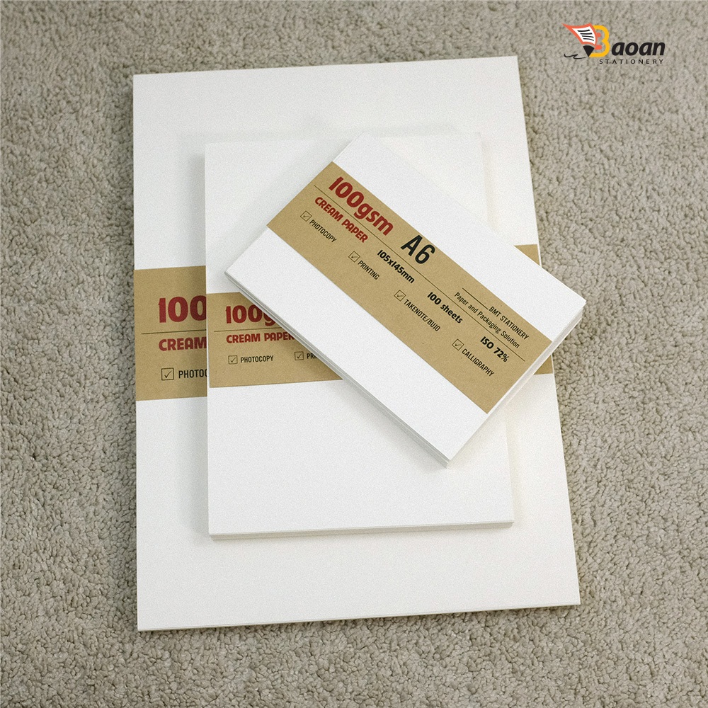 Giấy Fort Kem 100gsm Cắt Sẵn A4/A5 Fit/A6 Fit - Xấp 100 Tờ - Giấy In, Làm Planner, Bullet Journal, S