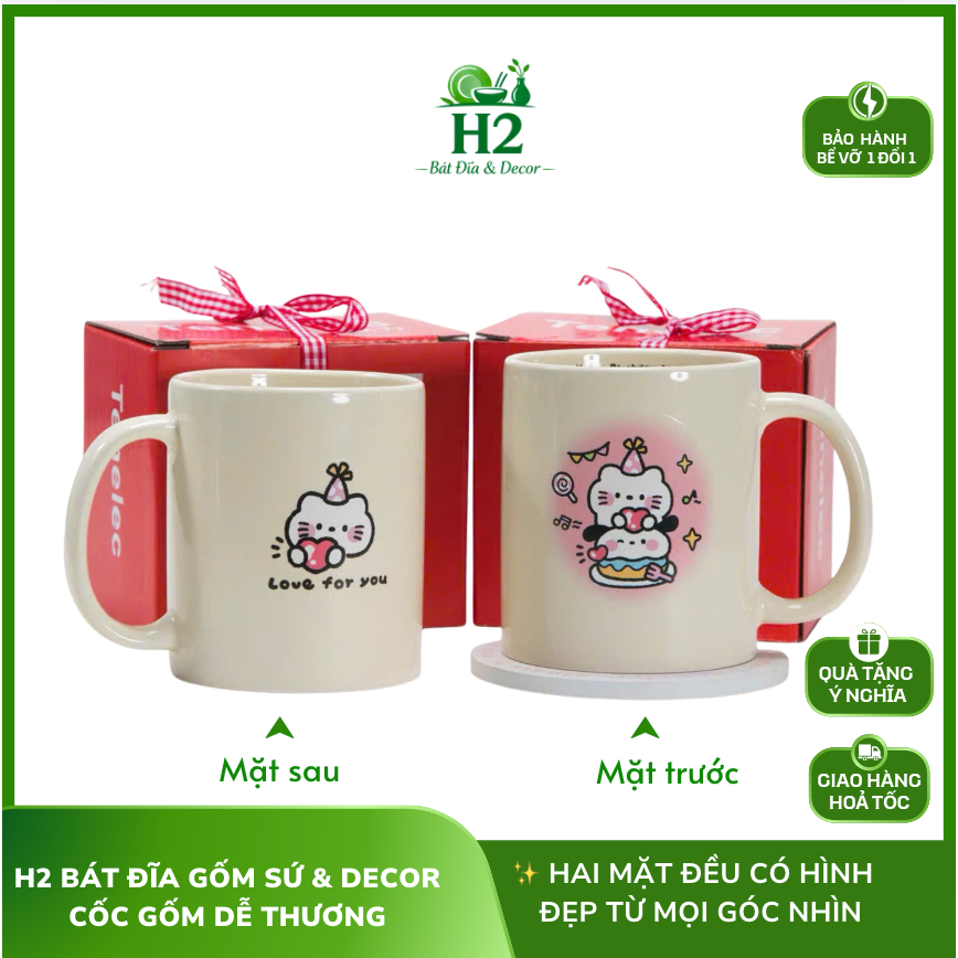 Cốc sứ cute decor xinh xắn — Set quà tặng Ly sứ H2decor