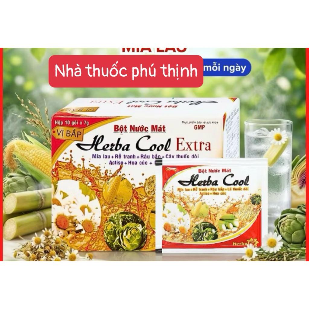 ✅[Chính hãng] bột nước mát herba cool extra có bổ sung thêm actiso,hoa cúc (date mới)