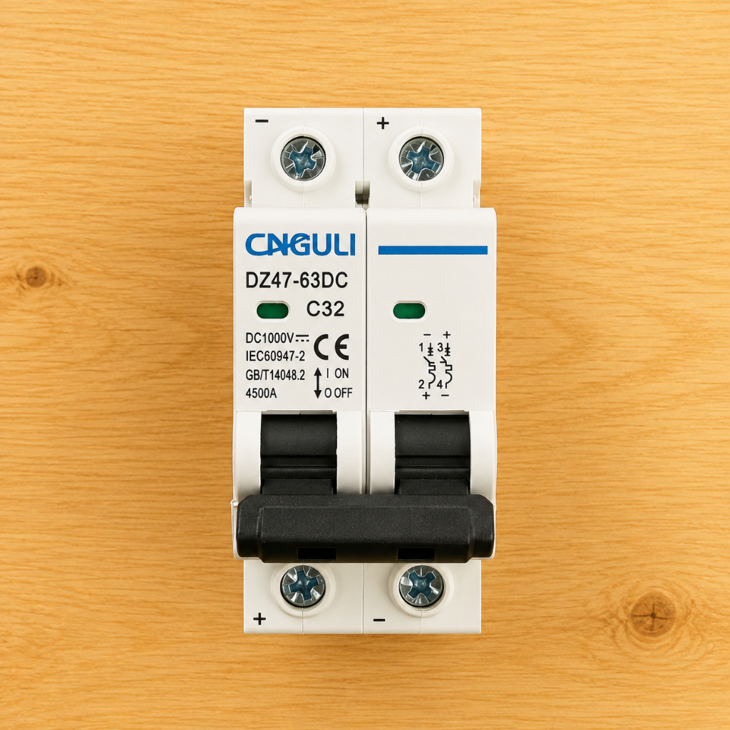 CB DC 32A CNGULI – Aptomat DC 2P – Bảo vệ pin mặt trời & inverter hybrid