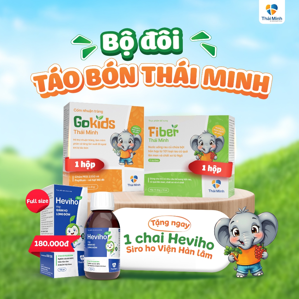 [TẶNG SIRO HEVIHO] - Bộ Đôi Hỗ Trợ Táo Bón Cho Bé Gồm 1H Gokids + 1H Fiber Thế Hệ Mới - An Toàn, Hiệ