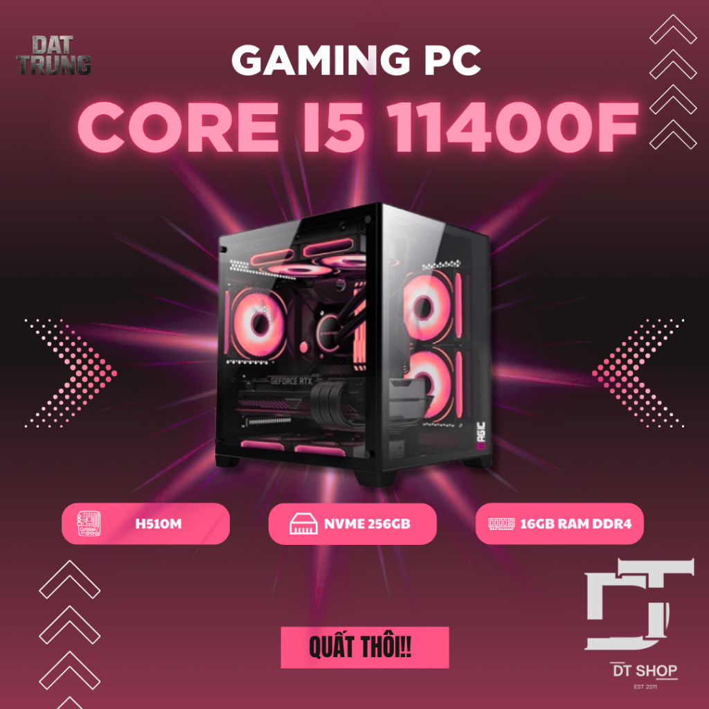 PC Gaming i5 11400F siêu mạnh mẽ, Main H510M GIGABYTE, RAM 16GB, NVME 256GB cho giải trí và làm việc