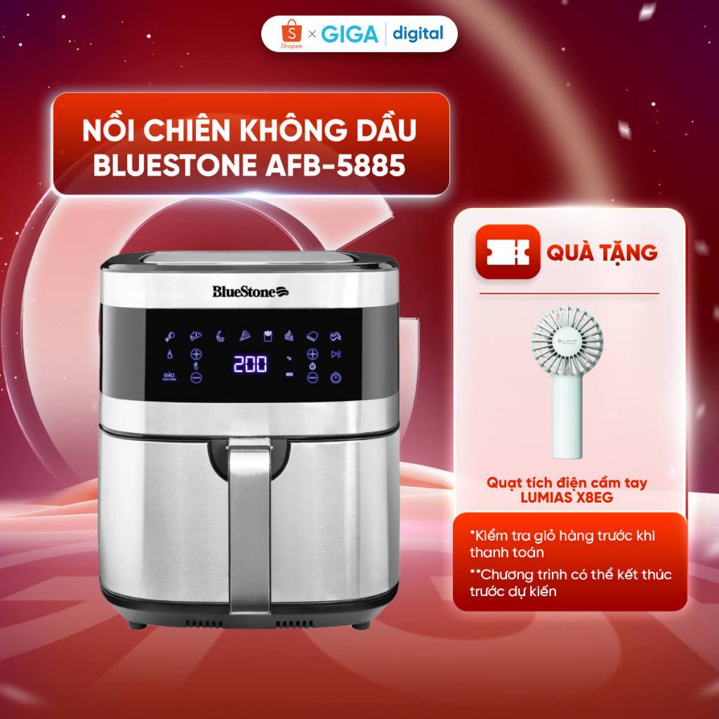 [Voucher 5%] Nồi Chiên Không Dầu BlueStone AFB-5885 6.5 Lít 1500W - 8 chế độ nấu cài đặt sẵn - BH 24