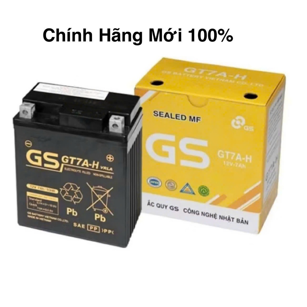 Bình Ắc Quy Khô Hiệu GS cho xe SH, DYLAN, @, PS (GT7A-H) 12V-7Ah