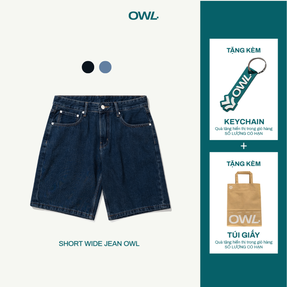 Quần short jean Owlbrand Wide Pleated