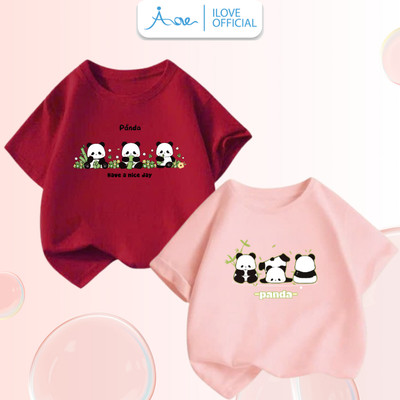[MỚI] Áo thun cộc tay cho bé gái AORE, Áo phông in hình GẤU TRÚC PANDA chất COTTON mềm mịn, thoáng mát 9-36kg