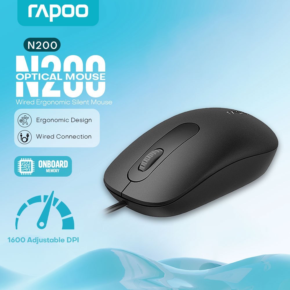 Chuột Rapoo N200 Đen (chuột dây dùng cổng USB)
