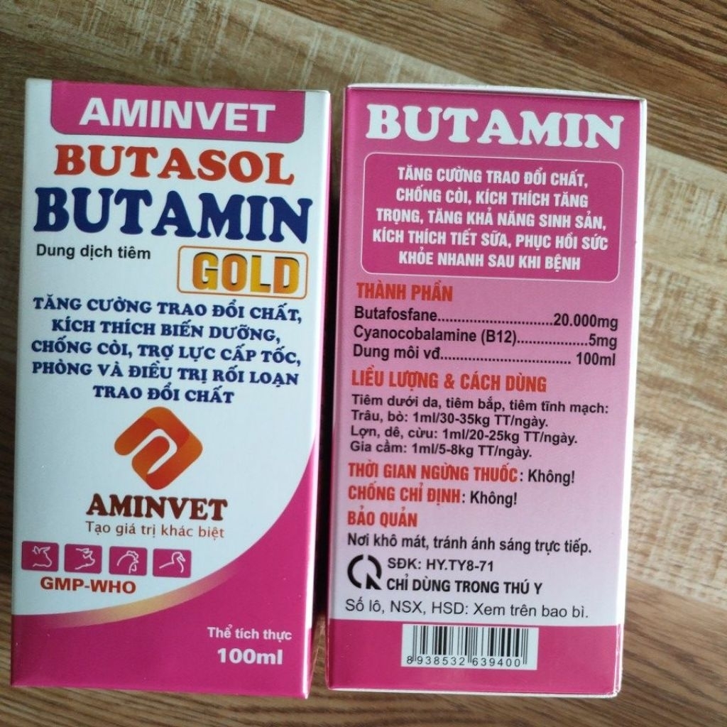 Butasol/Butamin gold b12 trợ lực cấp tốc, bồi bổ cho vật nuôi heo, gà, gà đá gà chọi...