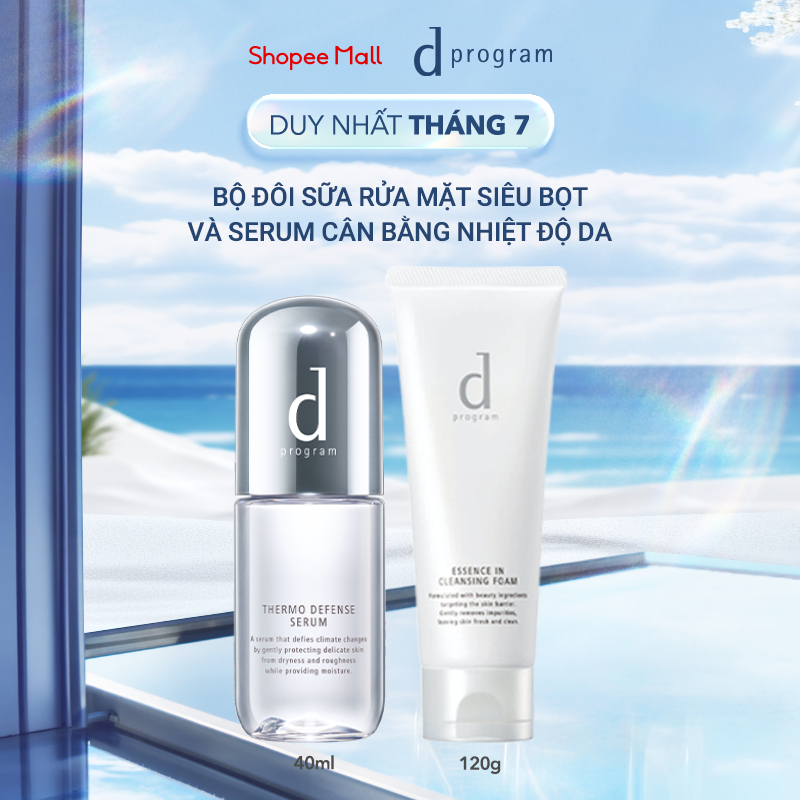 Bộ đôi sữa rửa mặt siêu bọt d Program Cleansing Foam và serum cân bằng nhiệt độ da d Program Thermo 