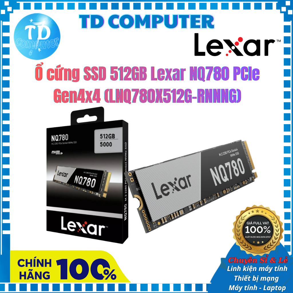 Ổ cứng SSD 512GB Lexar NQ780 PCIe Gen4x4 (LNQ780X512G-RNNNG) - Hàng chính hãng