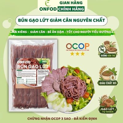 Bún Gạo Lứt ONFOD Ăn Kiêng Healthy, Bún Gạo Lứt Giảm Cân Tập GYM  Từ Gạo Lứt Nguyên Chất, Sợi Dai Ngon Dễ Ăn  250g 500g