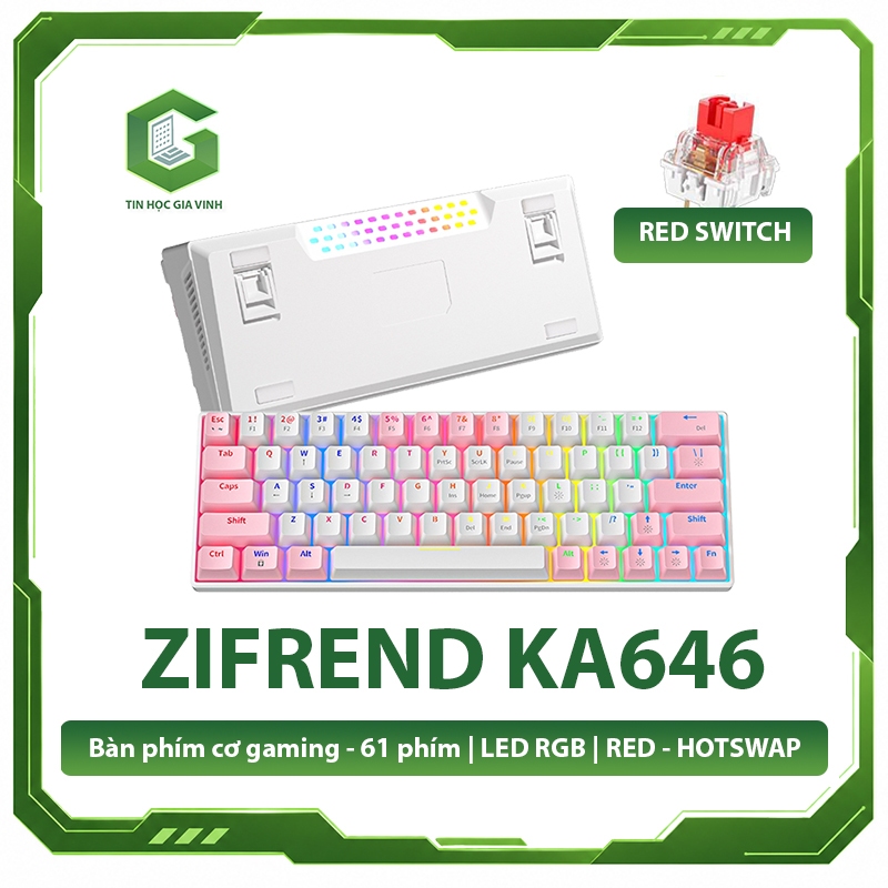Bàn phím cơ có dây gaming Zifriend KA646 - 63 phím  (1 MODE - USB TYPE C |HOTSWAP)