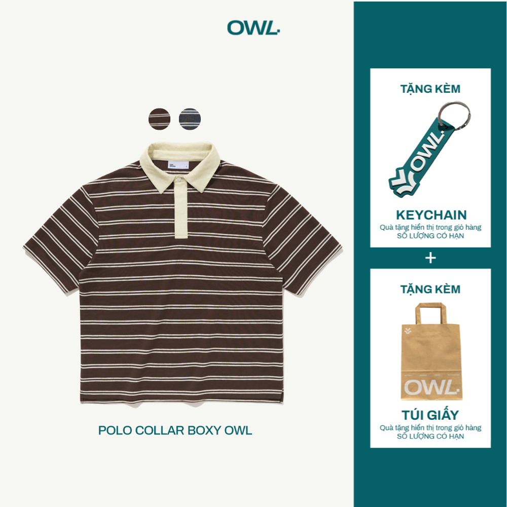 Áo polo boxy Owlbrand Collar