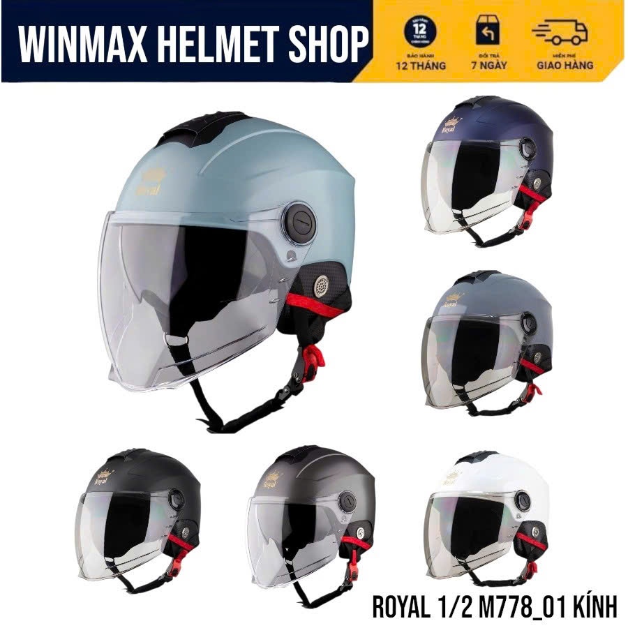 Royal 1/2 Đầu M778K Sản Phẩm Gồm 01 Kính & 02 Kính Mũ Bảo Hiểm Xe Máy Chính Hãng ROYAL HELMET