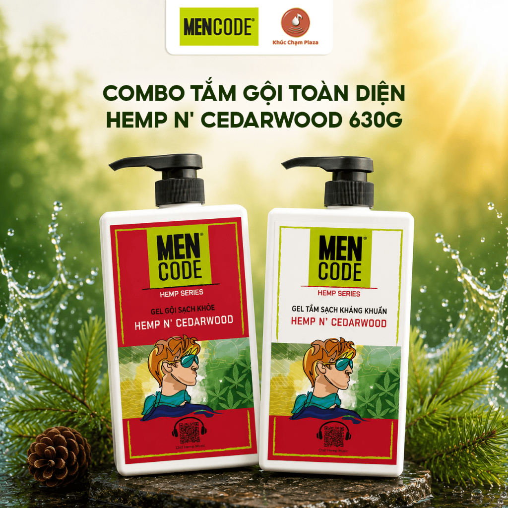 Combo Nam giới MENCODE: Combo tắm gội toàn diện HEMP N' CEDARWOOD 630G |40000236 - 40000239|