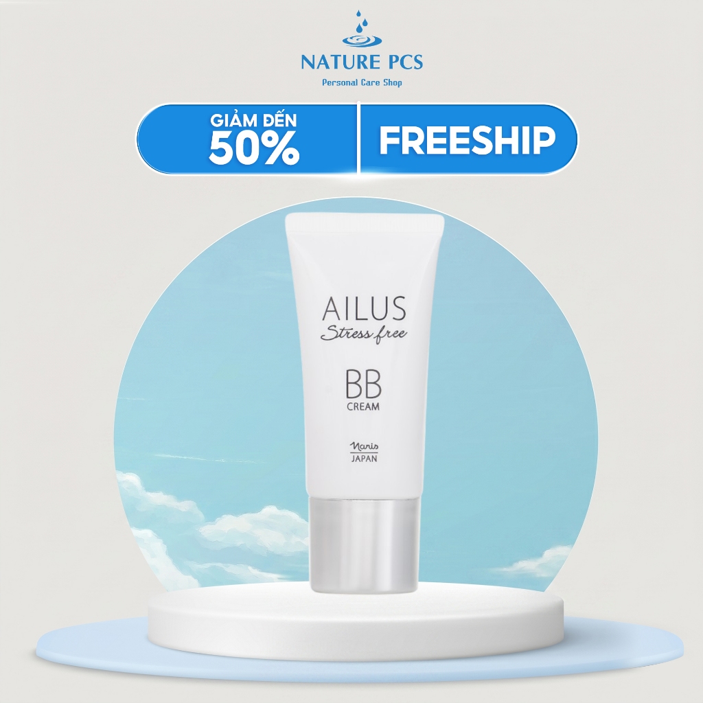 Kem nền trang điểm đa chức năng BB Cream Naris Ailus Stress Free 30g, che khuyết điểm kiềm dầu tốt n