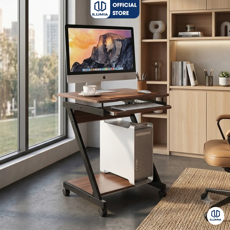 Bàn làm việc chân chữ Z có bánh xe tiện lợi thương hiệu ILUMIA - GM220