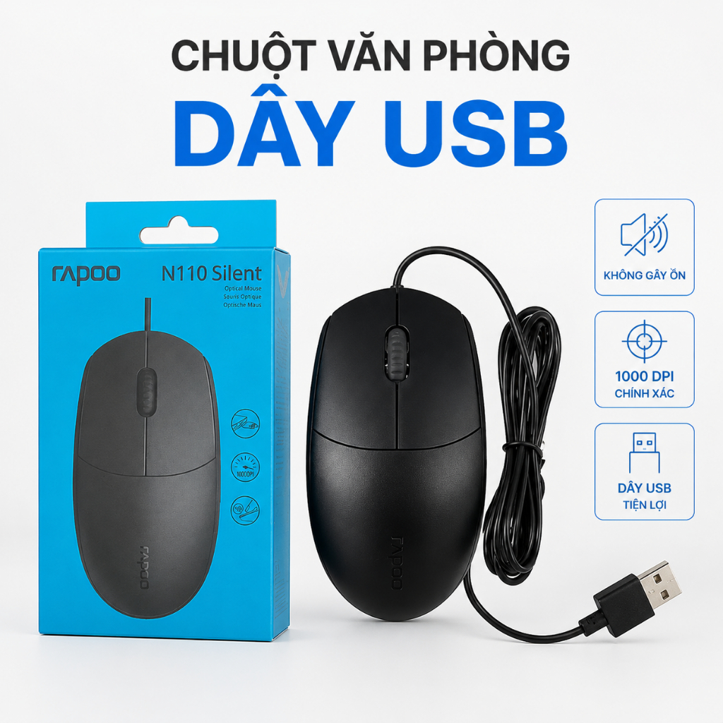 Chuột văn phòng N110 có dây USB – Công nghệ Silent
