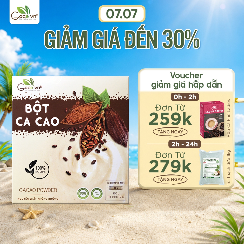 Bột ca cao nguyên chất Goce - 150g (15 gói x 10g) ST