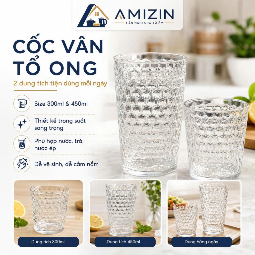Cốc Nhựa, Ly Nhựa Tổ Ong 300ml, 450ml Chịu Nhiệt Tốt
