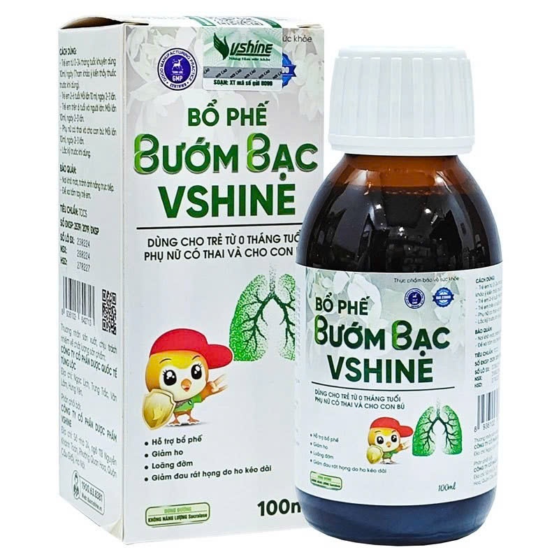Siro Bổ Phế Bướm Bạc Vshine 0th+- Hỗ trợ bổ phế, giảm ho, loãng đờm, giảm đau rát họng do ho kéo dài