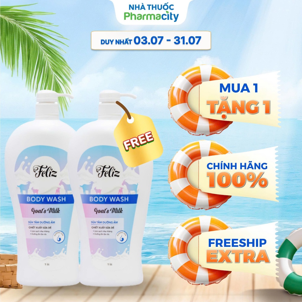 Sữa tắm chiết xuất sữa dê Feliz Body Wash Goat’s Milk (Chai 1 lít)