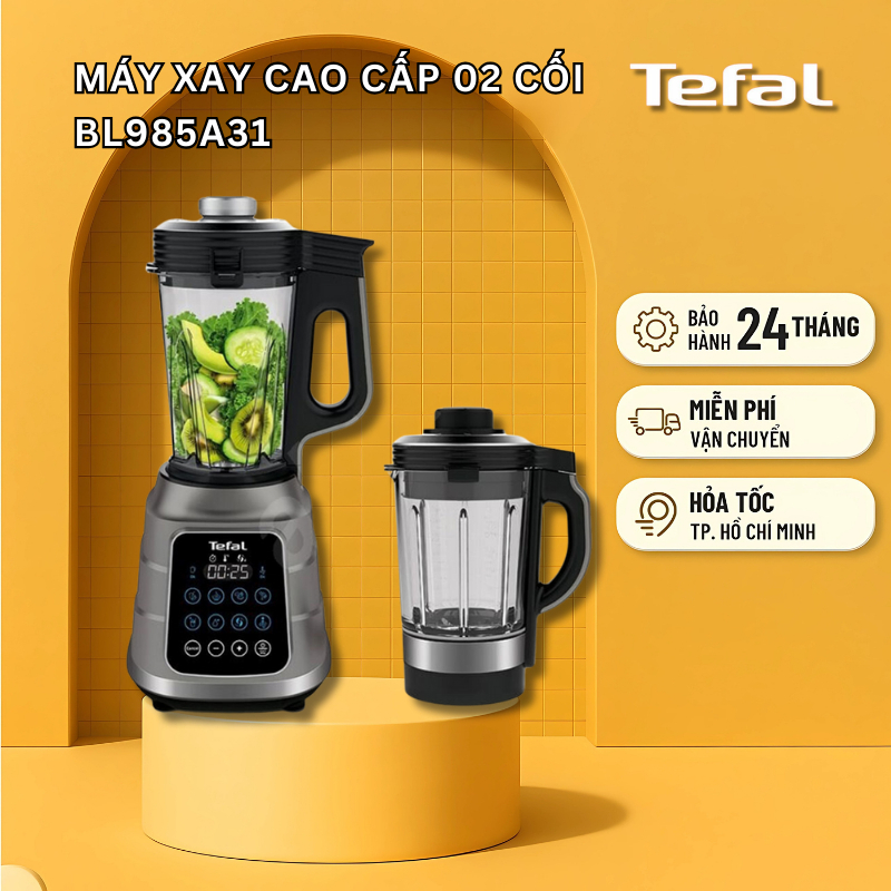Máy xay sinh tố và làm sữa hạt Tefal kèm 2 cối BL985A31 - 1300W