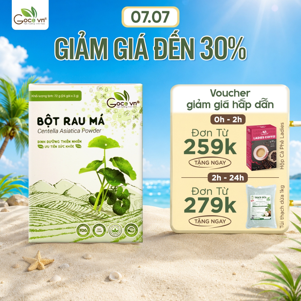 Bột rau má nguyên chất Goce - 72g (24 gói x 3g)