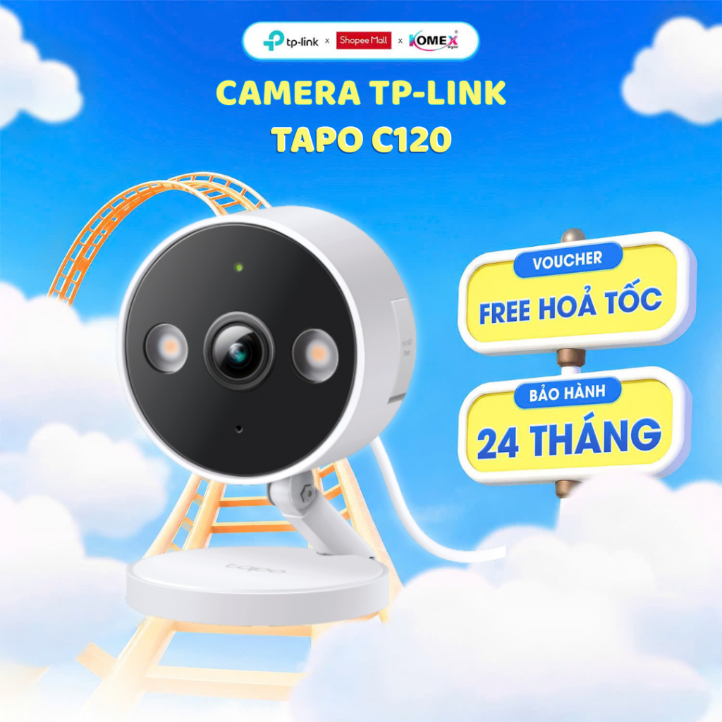 Camera Wifi TP-Link Tapo C120 Đế Nam Châm Lắp Đặt Tiện Lợi Trong Nhà Và Ngoài Trời Rõ Nét 4MP
