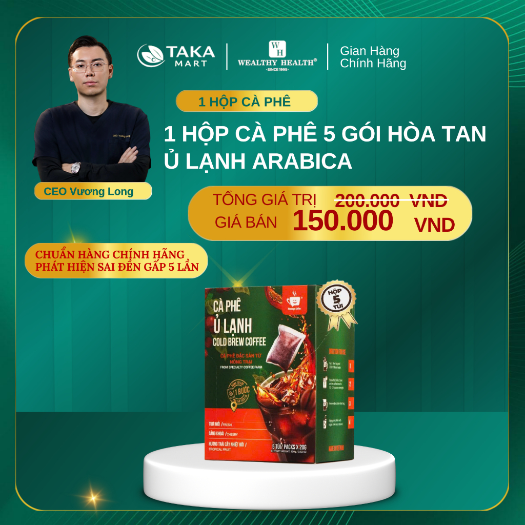 Cà Phê Ủ Lạnh Túi Lọc Arabica Cầu Đất - Cafe Hòa Tan Vị Chua Thanh Từ Message Coffee ( Hộp 5 túi )